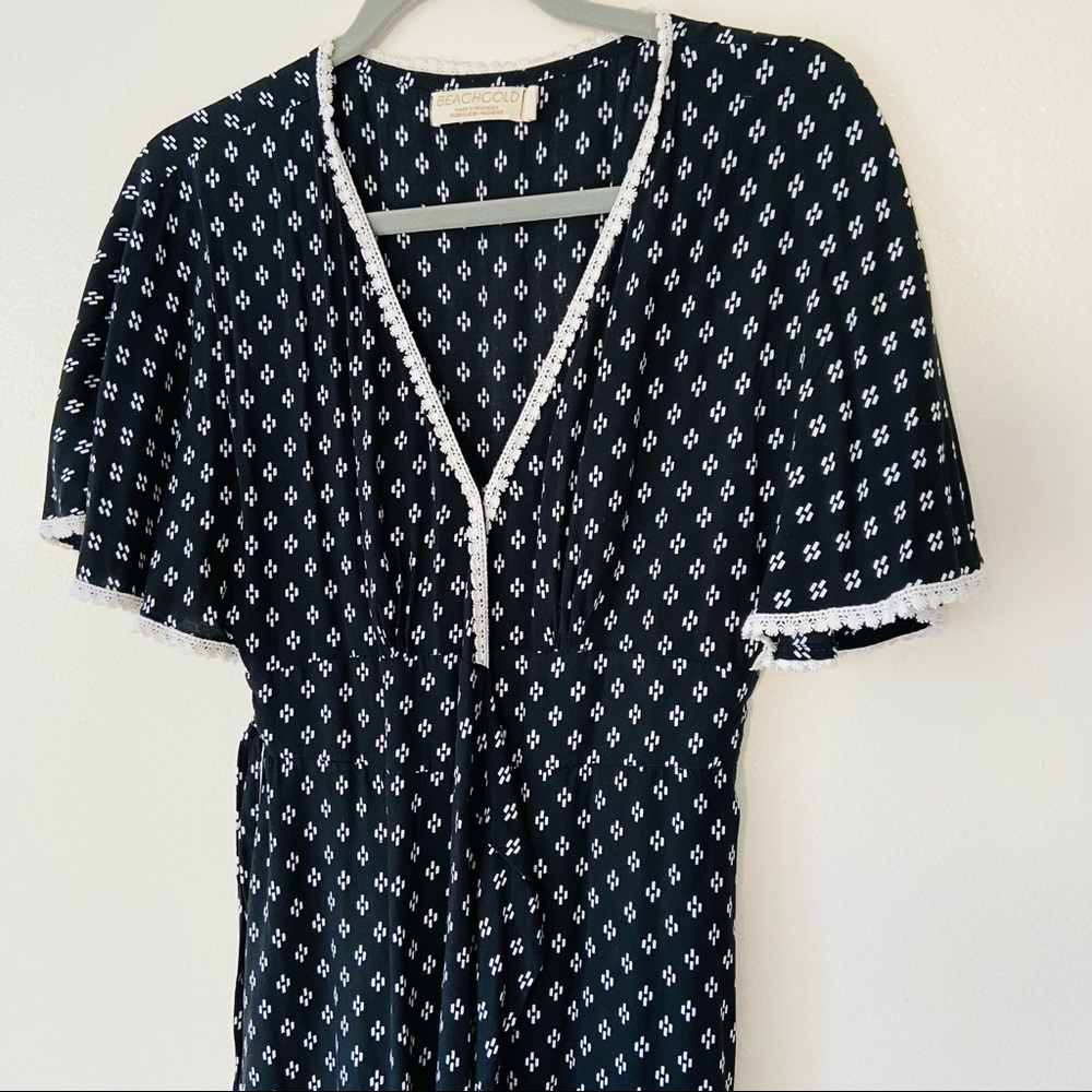 Anthropologie BeachGold Wrap Midi V-Neck boho dress crochet details - Picture 10 of 10